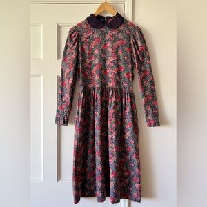Vintage 1980s Laura Ashley Long Sleeve Cotton Wool Blend Dress